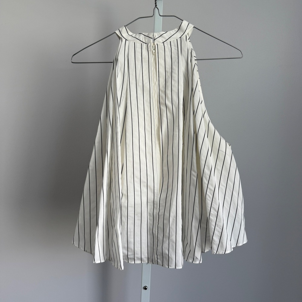 C/MEO Collective Cotton Clean Coastal Office Siren Striped Halter Top M Ivory - Picture 7 of 8